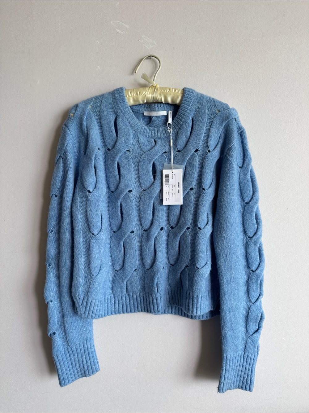 Light Blue Cable-Knit Crewneck Sweater - Helmut Lang NWT